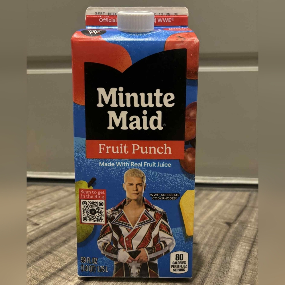WWE Cody Rhodes Minute Maid Fruit Punch Juice Carton